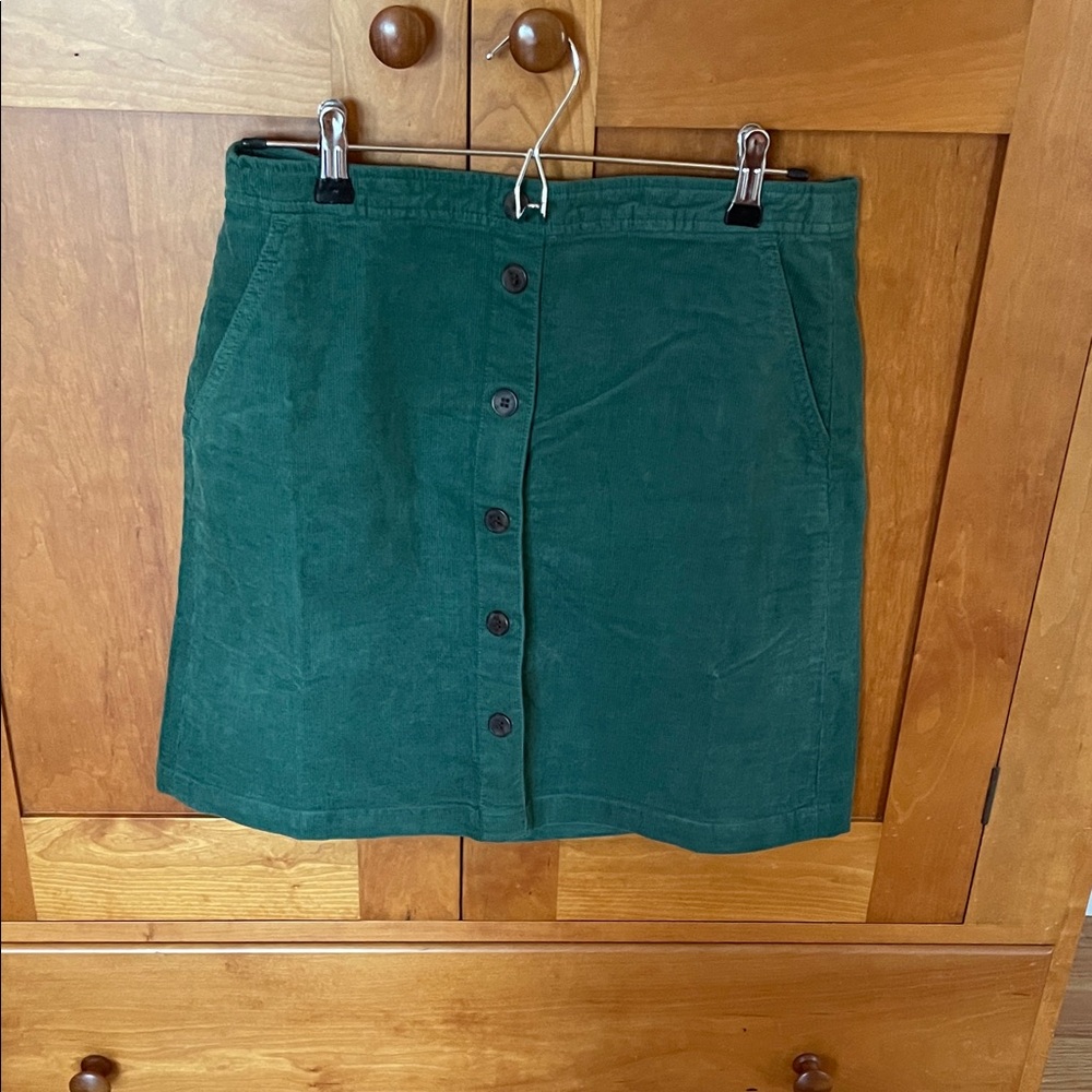 J. Crew Forest Green Corduroy Button-Front Mini Skirt NWT